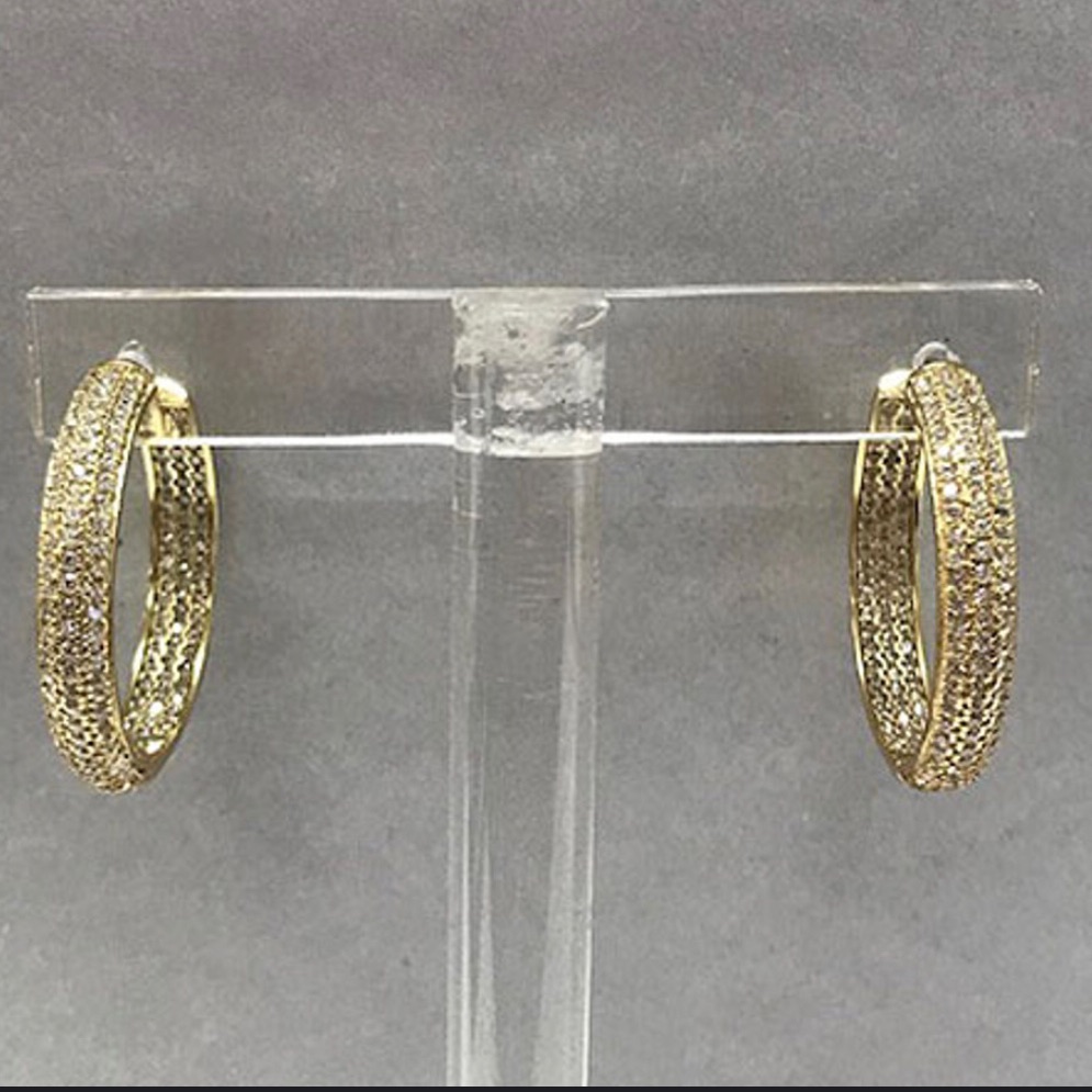 14k Gold Vermeil Infinity Pav Hoop Earrings-Boutique